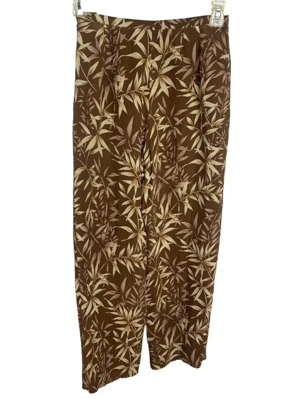 Talbots Brown Floral Silk Pants Size 8P Petites 100% Silk Lined Tropical Cruise - Picture 6 of 6